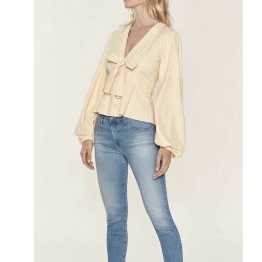 Petersyn Elinor Sum Long Sleeve Top Yellow Size Large Stripe - Picture 3 of 6
